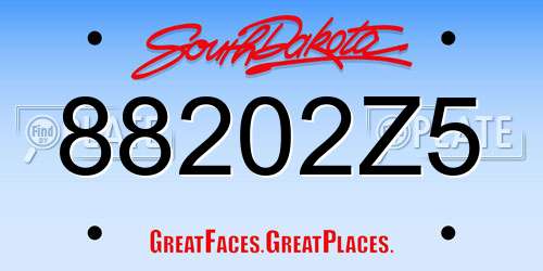 88202Z5 South Dakota License Plate