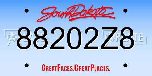88202Z8 South Dakota License Plate