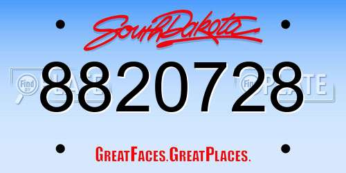 8820728 South Dakota License Plate