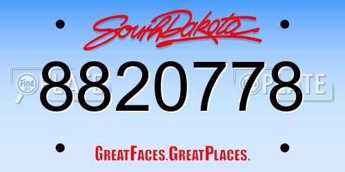 8820778 South Dakota License Plate