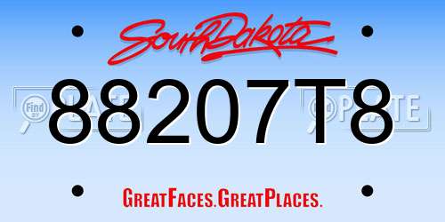 88207T8 South Dakota License Plate