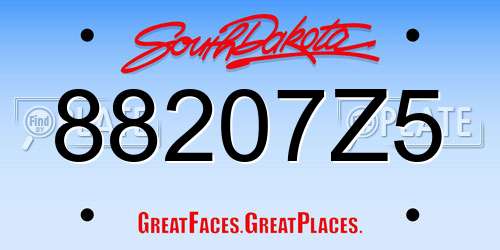88207Z5 South Dakota License Plate