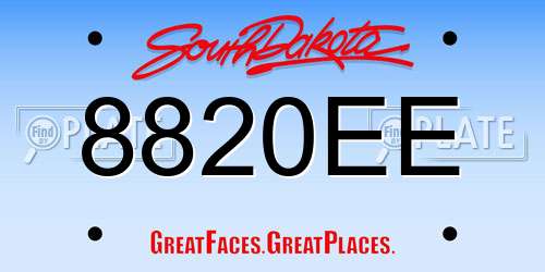 8820EE South Dakota License Plate