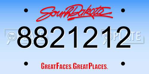 8821212 South Dakota License Plate