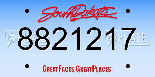 8821217 South Dakota License Plate