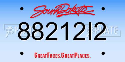 88212I2 South Dakota License Plate