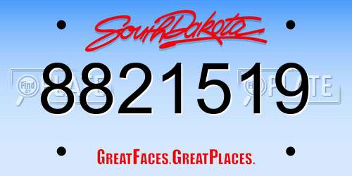 8821519 South Dakota License Plate