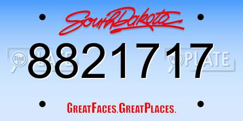 8821717 South Dakota License Plate