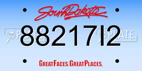88217I2 South Dakota License Plate