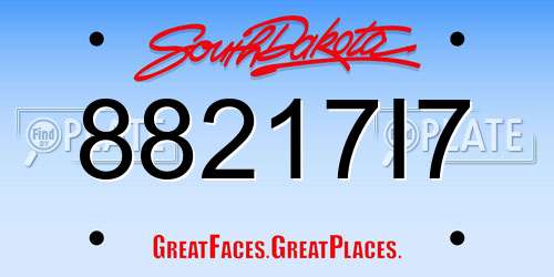 88217I7 South Dakota License Plate