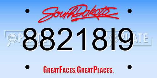 88218I9 South Dakota License Plate