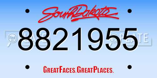 8821955 South Dakota License Plate