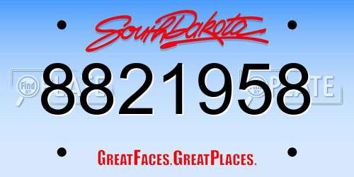 8821958 South Dakota License Plate