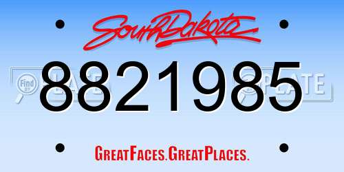 8821985 South Dakota License Plate
