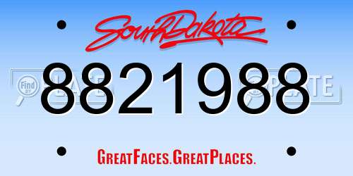8821988 South Dakota License Plate