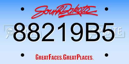 88219B5 South Dakota License Plate