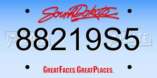88219S5 South Dakota License Plate