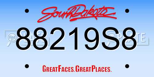 88219S8 South Dakota License Plate
