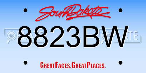 8823BW South Dakota License Plate