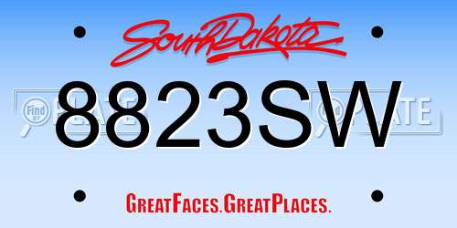 8823SW South Dakota License Plate