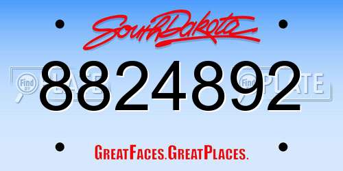 8824892 South Dakota License Plate