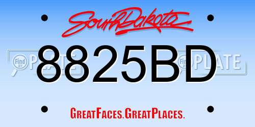 8825BD South Dakota License Plate