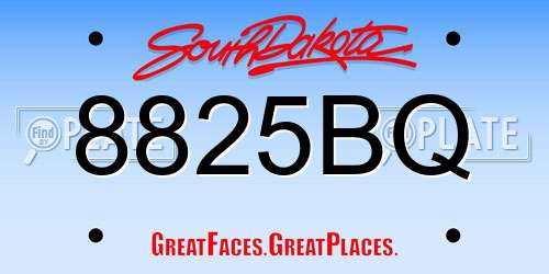 8825BQ South Dakota License Plate