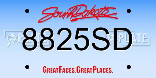 8825SD South Dakota License Plate