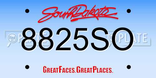 8825SO South Dakota License Plate