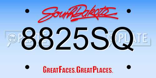 8825SQ South Dakota License Plate