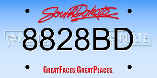 8828BD South Dakota License Plate