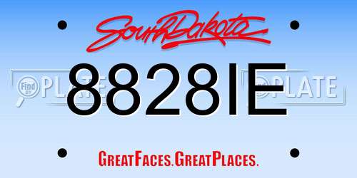 8828IE South Dakota License Plate