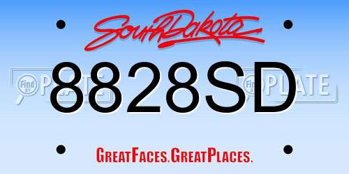 8828SD South Dakota License Plate