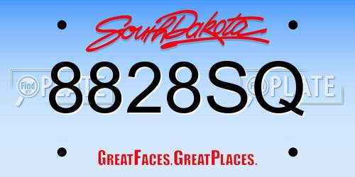 8828SQ South Dakota License Plate