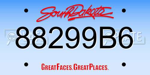 88299B6 South Dakota License Plate