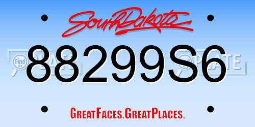 88299S6 South Dakota License Plate
