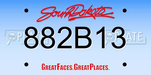 882B13 South Dakota License Plate
