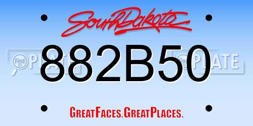 882B50 South Dakota License Plate
