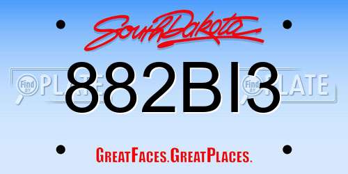 882BI3 South Dakota License Plate