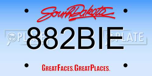 882BIE South Dakota License Plate