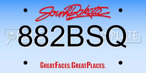 882BSQ South Dakota License Plate