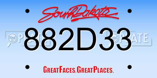 882D33 South Dakota License Plate