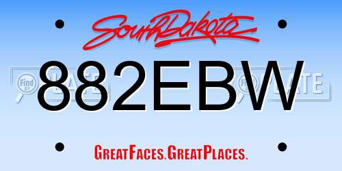 882EBW South Dakota License Plate