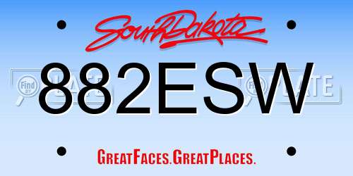 882ESW South Dakota License Plate