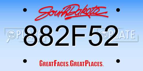 882F52 South Dakota License Plate
