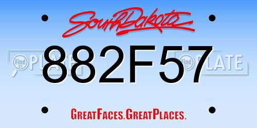 882F57 South Dakota License Plate
