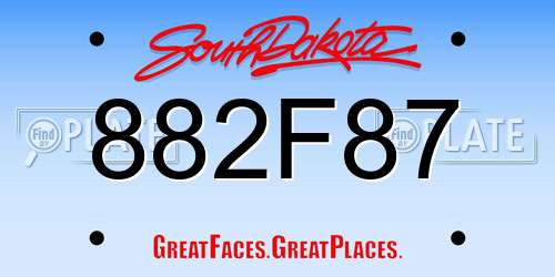 882F87 South Dakota License Plate