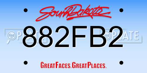882FB2 South Dakota License Plate