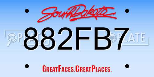 882FB7 South Dakota License Plate