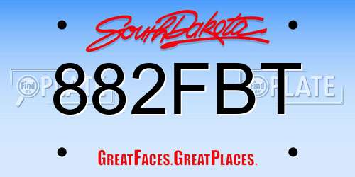 882FBT South Dakota License Plate
